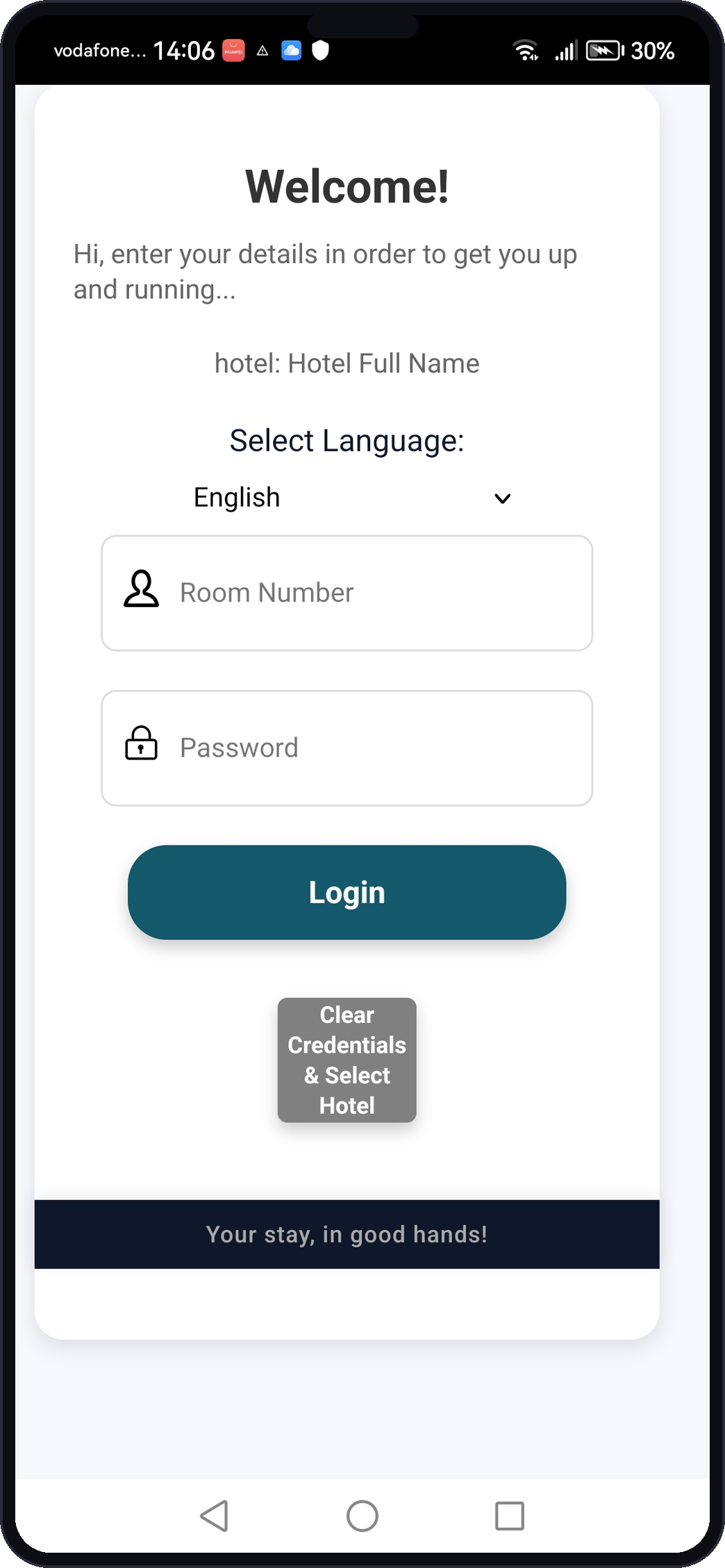 GuestHand app screen 1